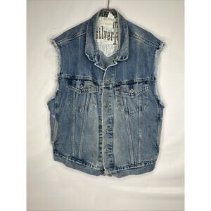 XL Vintage Levis SilverTab Denim Trucker Western Jacket Sleeveless Vest 90s